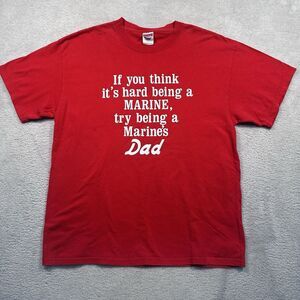 Vintage Y2K‎ Soffe Marine Dad Tee T-shirt Size Large Red USMC Military Marines